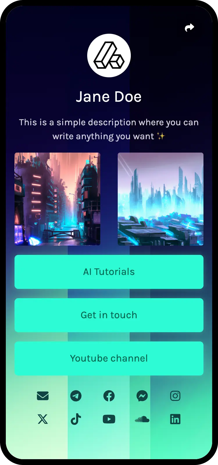 Captura de pantalla de ejemplos de páginas de biolink